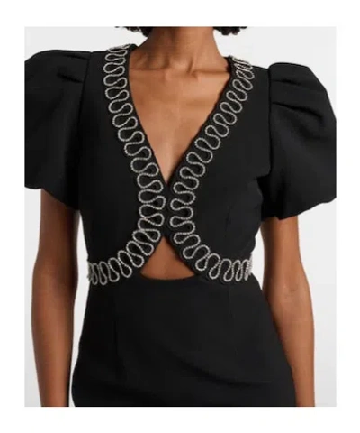 Rebecca Vallance Nyx Crystal-embellished Cutout Crepe Midi Dress In Black