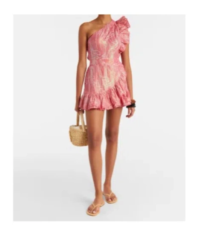 Poupette St Barth Corinne One-shoulder Mini Ruffled Dress In Multi