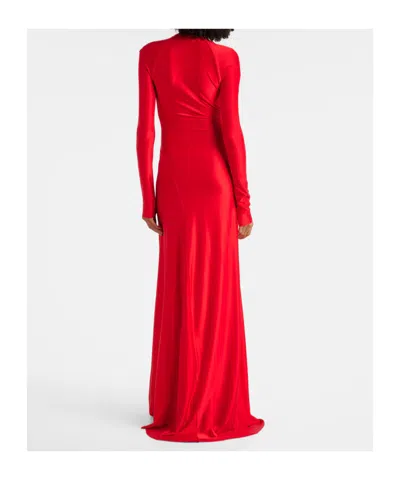 Victoria Beckham Womens Cardinal Red Zip-front Cut-out Stretch-jersey Maxi Dress In Multi
