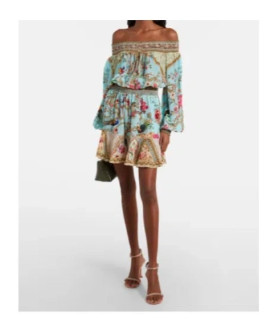 Camilla Sultans And Quees Silk Off-the-shoulder Mini Dress In Multi