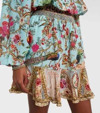 Camilla Sultans And Quees Silk Off-the-shoulder Mini Dress In Multi