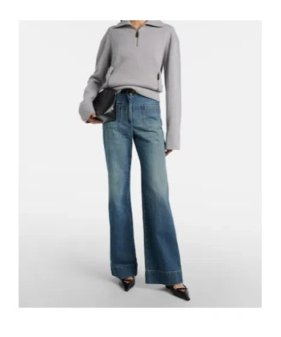 Victoria Beckham Half-zip Milano Wool Blend Jumper Clothing In Gray