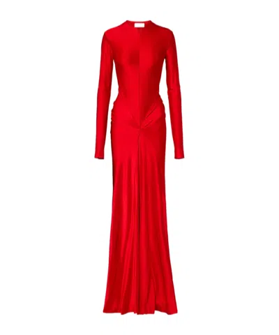 Victoria Beckham Womens Cardinal Red Zip-front Cut-out Stretch-jersey Maxi Dress In Multi