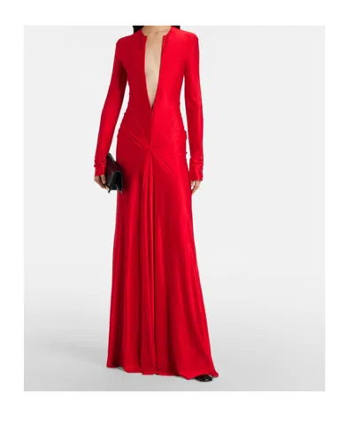 Victoria Beckham Womens Cardinal Red Zip-front Cut-out Stretch-jersey Maxi Dress In Multi