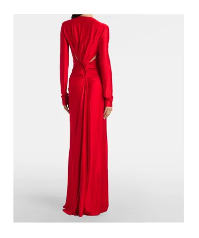 Victoria Beckham Womens Cardinal Red Zip-front Cut-out Stretch-jersey Maxi Dress In Multi