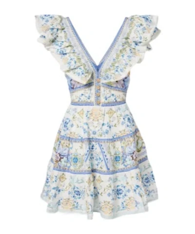 Camilla Tiered Short Dress With Neck Frill My Homespun Heart In Blue