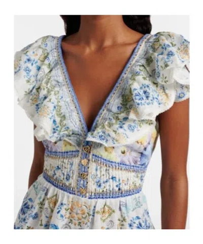 Camilla Tiered Short Dress With Neck Frill My Homespun Heart In Blue