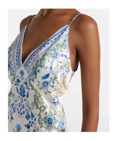 Camilla Crystal-embellished Floral-print Silk-satin Maxi Dress In Blue