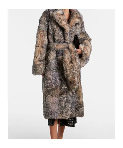 Jacques Wei Shearling Wrap Coat In Multi