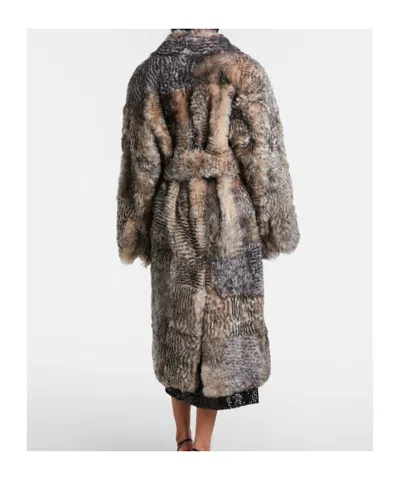 Jacques Wei Shearling Wrap Coat In Multi