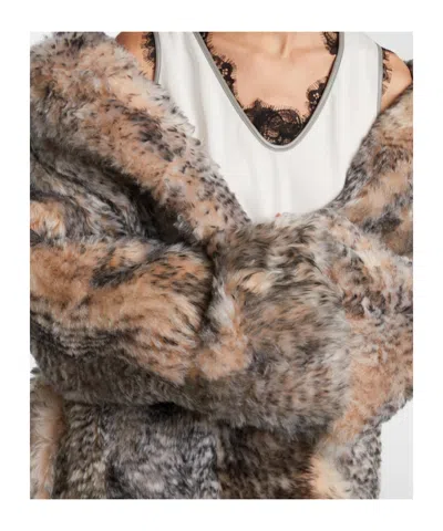 Jacques Wei Shearling Wrap Coat In Multi