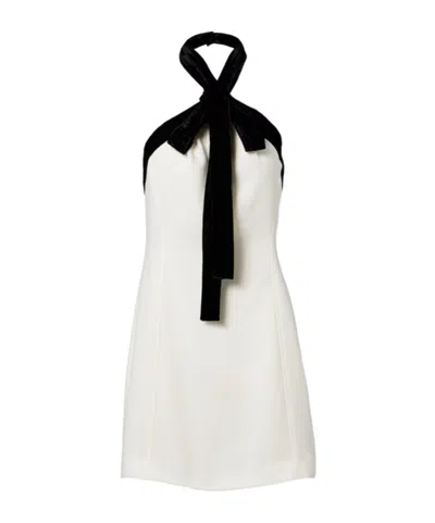 Simkhai Women's Jolie Velvet Bow-detailed Halterneck Minidress In Neutral