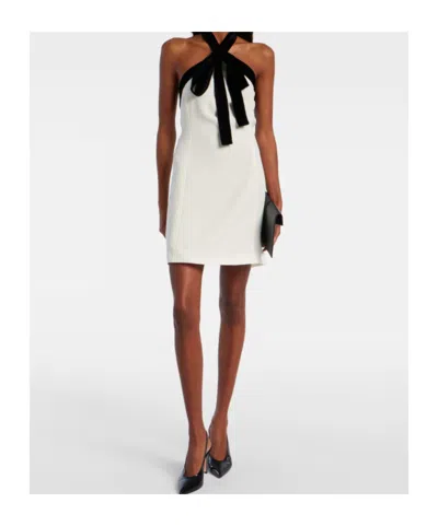 Simkhai Women's Jolie Velvet Bow-detailed Halterneck Minidress In Neutral