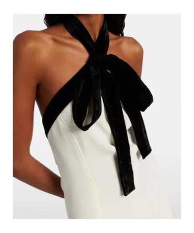 Simkhai Women's Jolie Velvet Bow-detailed Halterneck Minidress In Neutral