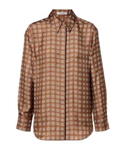 Dorothee Schumacher Graphic Dreams Printed Silk Twill Shirt In Brown