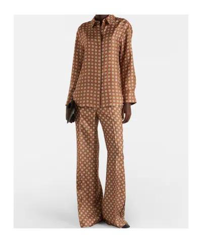 Dorothee Schumacher Graphic Dreams Printed Silk Twill Shirt In Brown