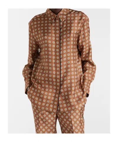 Dorothee Schumacher Graphic Dreams Printed Silk Twill Shirt In Brown
