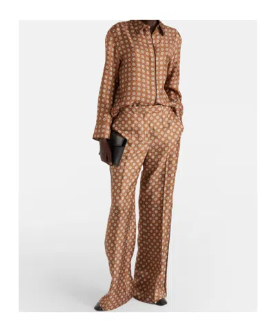 Dorothee Schumacher Graphic Dreams Printed Silk Twill Palazzo Pants In Brown