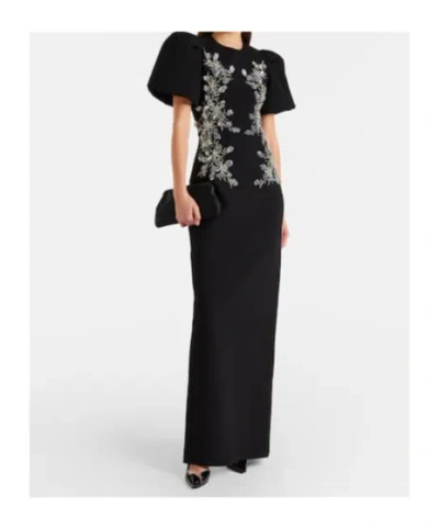 Rebecca Vallance Zephyr Embellished Crepe Gown In Black