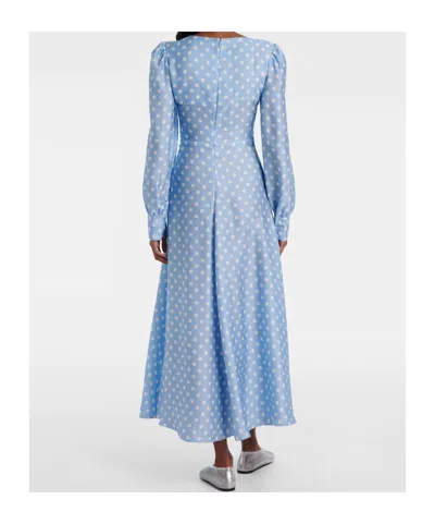 Posse Tillie Polka-dot V-neck Maxi Dress In Blue