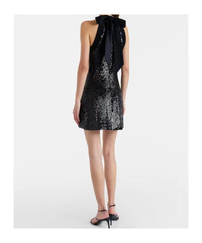 Simkhai Isla Velvet-trimmed Sequined Jersey Halterneck Mini Dress In Black