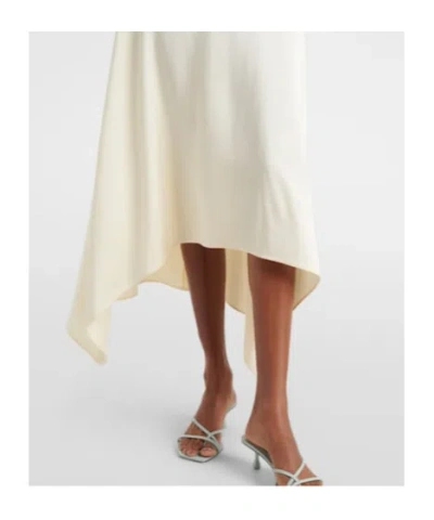 Stella Mccartney Womens Buttermilk V-neck Short-sleeve Satin Midi Dress In Neutral