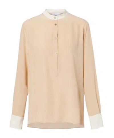 Stella Mccartney Contrast Collar Shirt Long Sleeve Pleat In Pink