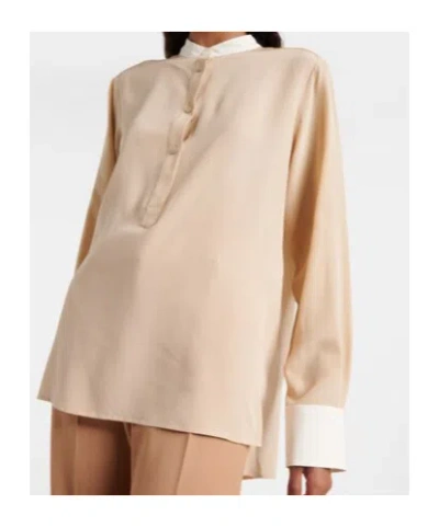 Stella Mccartney Contrast Collar Shirt Long Sleeve Pleat In Pink