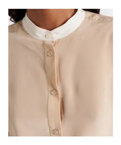 Stella Mccartney Contrast Collar Shirt Long Sleeve Pleat In Pink