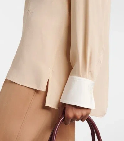 Stella Mccartney Contrast Collar Shirt Long Sleeve Pleat In Pink