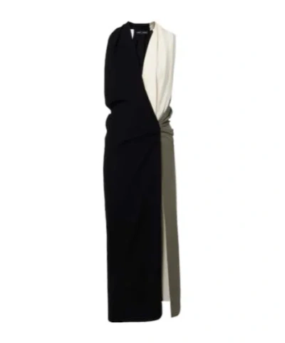 Proenza Schouler Elsa Colorblock Matte Double Crepe Dress In Black