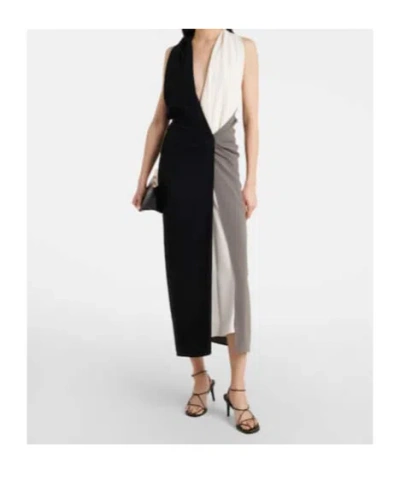 Proenza Schouler Elsa Colorblock Matte Double Crepe Dress In Black