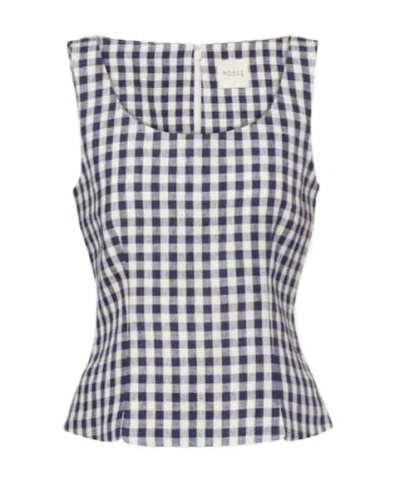 Posse Sadie Gingham Linen Top In Multi