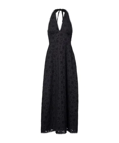 Posse Salma Embroidered Halterneck Dress In Black