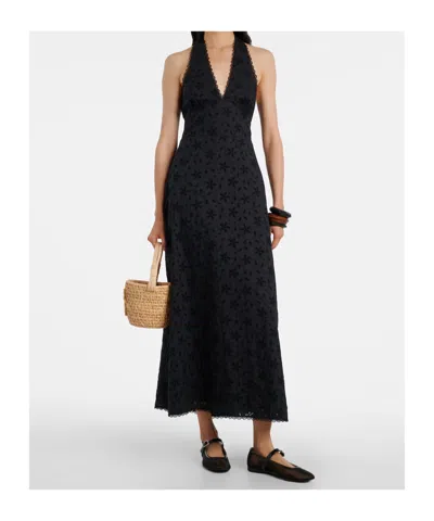 Posse Salma Embroidered Halterneck Dress In Black