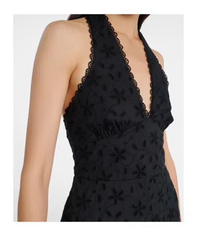 Posse Salma Embroidered Halterneck Dress In Black
