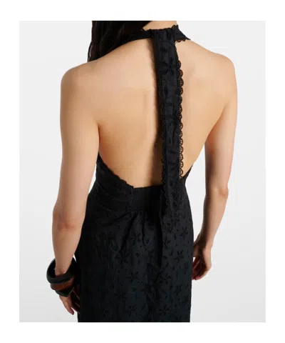 Posse Salma Embroidered Halterneck Dress In Black