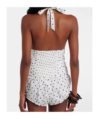 Posse Edie Polka-dot Halterneck Top In White
