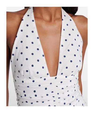 Posse Edie Polka-dot Halterneck Top In White