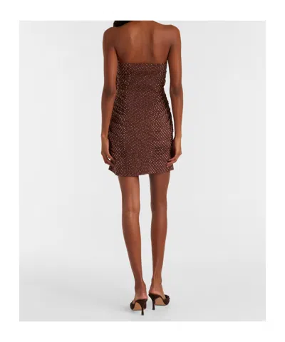 Posse Edie Polka-dot Minidress In Brown