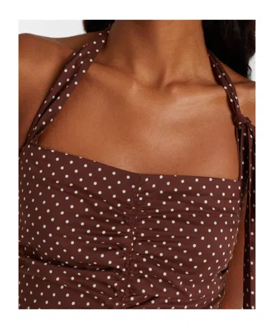 Posse Edie Polka-dot Minidress In Brown
