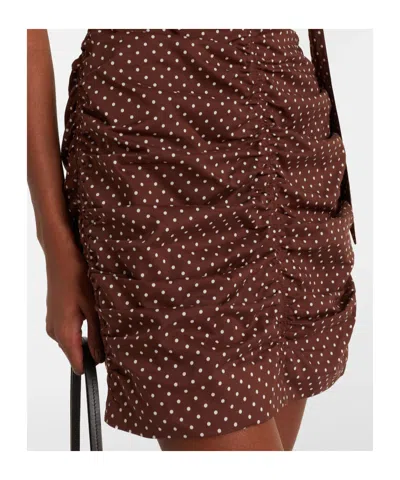 Posse Edie Polka-dot Minidress In Brown