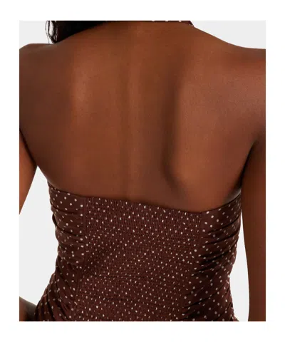 Posse Edie Polka-dot Minidress In Brown