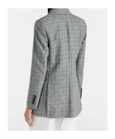 Nili Lotan Plaid-pattern Double-breasted Blazer In Gray