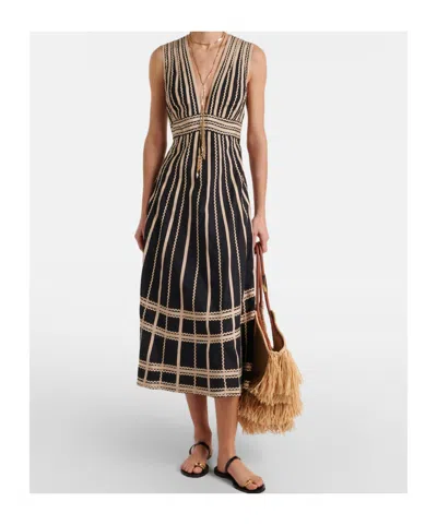 Ulla Johnson Palermo Ricrac And Grosgrain-trimmed Cotton-poplin Midi Dress In Multi