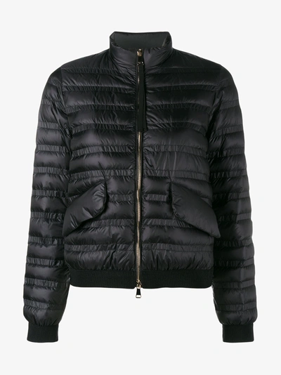 Shop Moncler Quilted Long Sleeve Jacket In Black