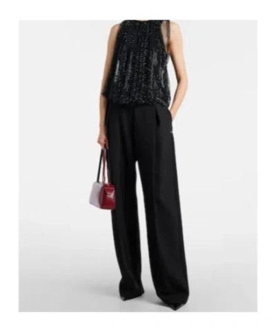 Sportmax Embellished Mesh And Jersey Top In Black