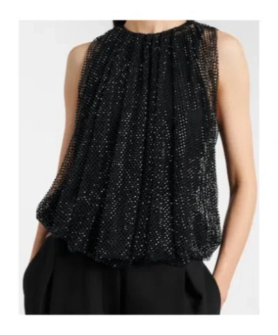 Sportmax Embellished Mesh And Jersey Top In Black