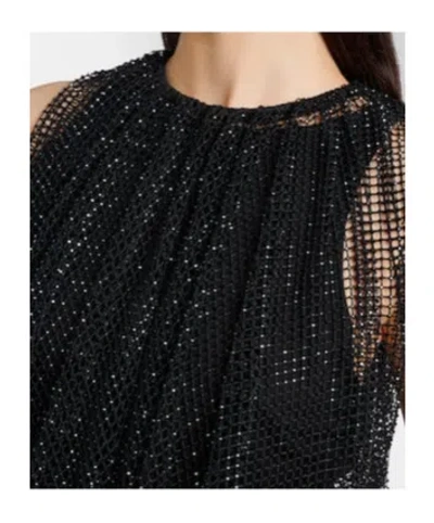 Sportmax Embellished Mesh And Jersey Top In Black