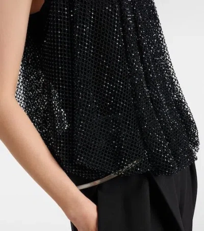 Sportmax Embellished Mesh And Jersey Top In Black